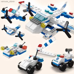 Block 6 i 1 barn tegel leksaker fordon former luftfarten rymdport modell byggblock konstruktion baby intelligensutveckling gåva R231208