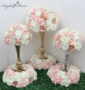 354050 Artificial Flower Table Centerpiece Wreath Party Wedding Backdrop Decor Road Flower Ball Rose Hydrangea Gypsophila T1807495