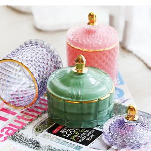 Storage Boxes European Style Simple Glass Storage Box Color Crafts Decoration Kitchen Storage Jar House Jewelry Box Living Room Decoration 231208