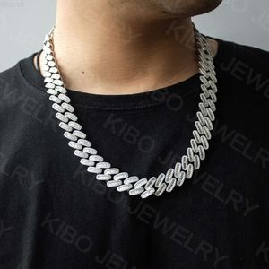 18mm 바게트 컷 925 실버 VVS Moissanite Cuban Chain 아이스 아웃 힙합 목걸이 Moissanite