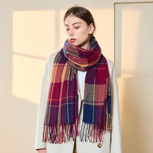 Scarves Thick Warm Winter Scarf Women Luxury Cotton Collar And Scarve Cashmere Pashmina Shawl Lady Wrap Tassel Knitted Men