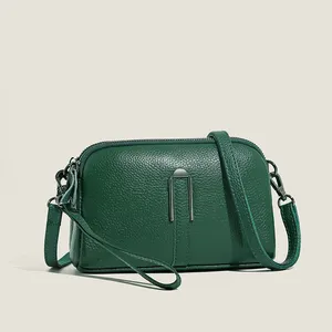 Crossbody masculino da moda feito de couro genuíno com lona revestida