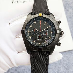 高品質のトップブランドBreitlinx Mens Watch Black Steel Series Canvas Strap Sapphire Mirror Multi-Function Chronographオートマチッククォーツマンウォッチ