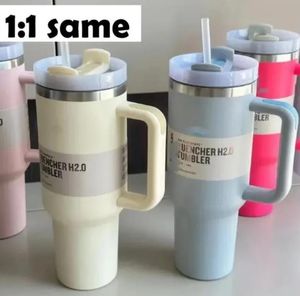 H2.0 Kupalar Matt Siyah Tie Boya mavi macera söndürücü seyahat bardak 40 oz silikon saplı yalıtılmış tumbler kapaklar paslanmaz çelik kahve termos fincan