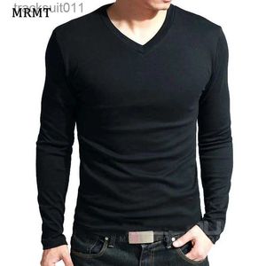 Мужские футболки 2023 эластичная мужская футболка с v-образным вырезом, длинная мужская футболка для футболок, мужская одежда, футболка, брендовые футболки L231208