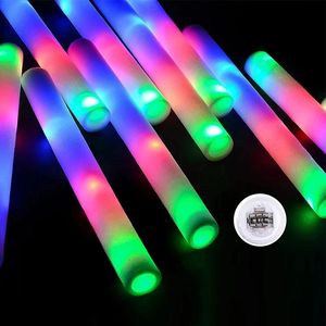 LED Gloves 20Pcs Glow Sticks Bulk Colorful RGB Led Foam Stick Cheer Tube Dark Light for Xmas Birthday Wedding Party Supplies 231207