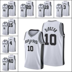 San Antonio''Spurs''Men Tyler Zeller DeMar DeRozan Derrick Branco Manu Ginobili Keldon Johnson Camisa personalizada branca da associação