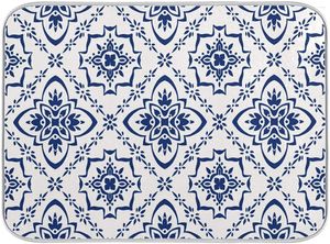 Bordmattor Blue Floral Plaid Dish Torkmatta 18x24 tum marockansk spanska kakel torra rätter Kuddar Mikrofiberskydd för köksbänkskivor