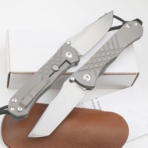 Высококачественный складной нож CK627 S35VN Stone Wash Drop/Tanto Point Blade TC4 Ручка из титанового сплава Открытый карманные ножи EDC Кожаные ножны