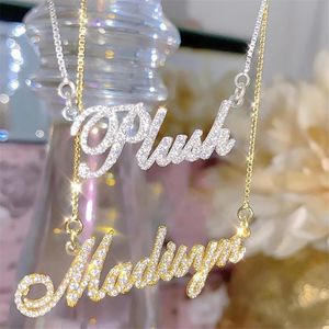 Pendant Necklaces Colorfast Custom Name Necklace Crystal Stainless Steel Women Jewelry Personalized Gift Drop 231208