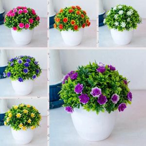 Decorative Flowers Artificial Pot Plant Simulated Thousand Layer Flower Potted Fake Bonsai Office Home Garden Decor