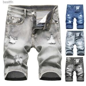 Мужские джинсы Летние джинсовые шорты Мужские джинсовые шорты Jogger lti Pockets Тонкие рваные дырки Прямые джинсовые шорты для мужчин pantnes cortosL231208