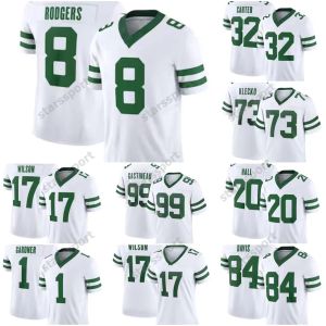 8 Aaron Rodgers Sauce Gardner Football Jersey Custom Jetes Garrett Wilson Joe Klecko Randall Cobb Quinnen Williams NY Breece Hall CJ