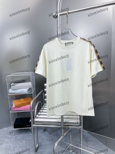 xinxinbuy Men designer Tee t shirt Double letter jacquard Webbing short sleeve cotton women Black white blue gray red S-XL