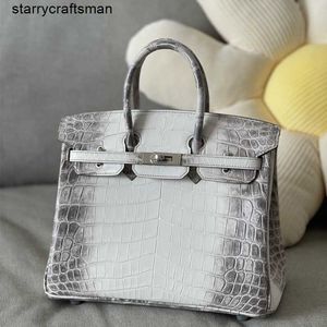 Himalaya Crocodile Handbag Tote Bags Handmade Wax Thread Handheld Hand Held Women's Bag Misty Crocodile Skin Platinum Bag 25cm Himalayan HB5C