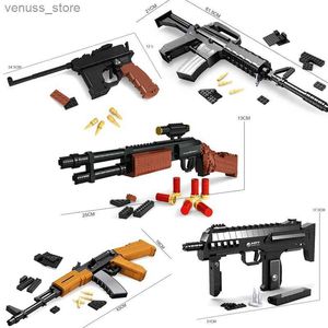 Blocks SWAT Ausini Guns Kits Ww2 AK47 Army Sniper Rifle Revolver Pistol Building Blocks Boy Toy Packs Weapons Desert Eagle M6 technique R231208