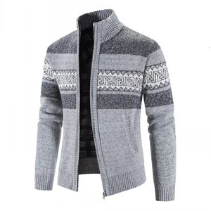 Herrjackor tröjor Autumn Winter Warm Cashmere Wool Zipper Cardigan Man Casual Knitwear Sweatercoat Man Clothe 231207