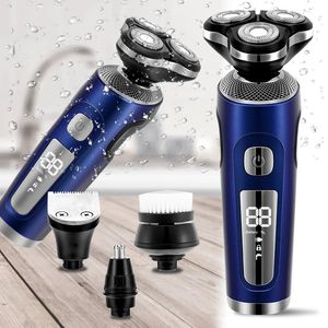 Razors Bıçakları 4 İçinde 1 Elektrikli Tıraş Alınan 3D Yüzen Kesiciler USB Hızlı Şarj Tıraş Men için Jilet Makinesi Bıçaklar Taşınabilir Sakal Düzeltme Clipper 231208