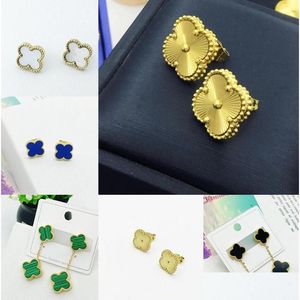 Stud Fashion Vintage 4/Four Leaf Clover Desinger Earrings Sier 18K Gold Plated For Women Titanium Stainless Steel Jewelry Gift Drop De Dhvid