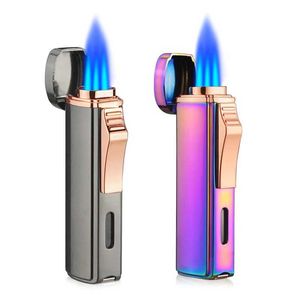 3 Jet Torch Cigar Lighter In PocketSize Adjustable Triple Blue Flame Refillable Butance Tobacco Accessories