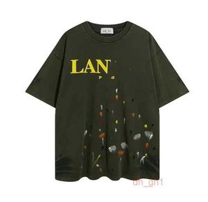 Lanvin camisetas masculinas camisa de alta qualidade 2023 novas roupas agradáveis verão moda lanvin moletom com estampa de letras salpicadas e manga curta casual lanvins kq3m
