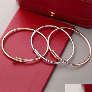 Bangle Designer Armband M tunnare nagel mode unisex manschett par guld stål smycken valentiner dag gåva droppe leverans armband dh0un