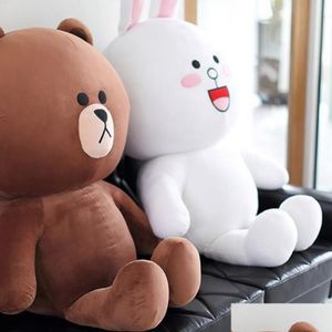 Fyllda plyschdjur Big Size Brown Bear Cony Rabbit Doll mjuk söta leksaker flickvän Pargåvor Valentines Day Present LJ201126 Drop DHQ6K