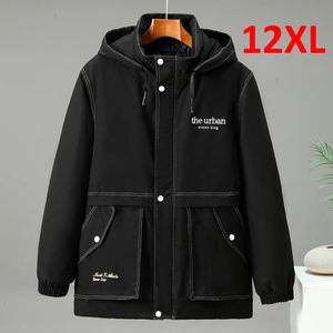 Kurtki mężczyzn 10xl 12xl Plus Size Parka Men Zimowa gruba kurtka swobodna moda czarny płaszcz męski parkas duży 231208