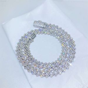 Hip Hop Jewelry Heavy Mens Moissanite Diamonds 22" Miami Cuban Link Chain Necklace 8mm Sterling Silver Cuban Chain