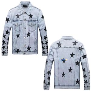 High Designer Men's Jackets Street Hole Patch Womens Amirs Jacket Star Brodery Denim Jacket Size S/M/L/XL/XXL Y2K 840