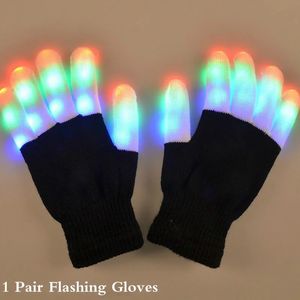 Luvas LED Luva colorida de dedo brilhante para crianças adulto 1 par piscando magia 231207