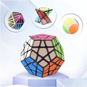 Outros brinquedos Magic Math Cube Irregar Spring Brush Adesivo Espelho Jogo Cilíndrico Quadrado Abs Mtistage Grade Inteligente Cubo Piramide Rin Otpyf