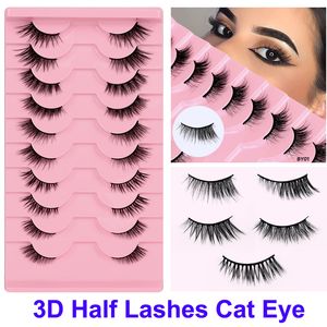 Curling olho de gato metade cílios 3d cílios postiços 10 pares curvados natural fofo fino macio falso volume cílios falso vison cílios encaracolados