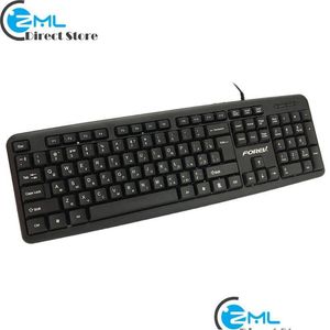 Keyboards Wired Russian Keyboard Pc Computer English Standard 104 Keys Uv Printing Ergonomic Design For Desktop Drop Delivery Computer Dhscb