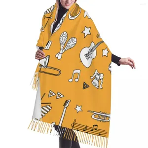 Herrtankstoppar vinter Tassel Scarf Musik Musikinstrument Kvinnor Cashmere Scarves Neck Head Warm Pashmina Lady Shawl Wrap Bandana