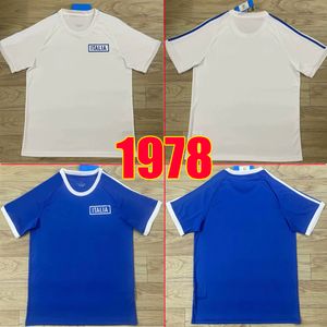 이탈리아 축구 유니폼 1978 레트로 키트 축구 셔츠 블루와 화이트 저지 셔츠 남자 키즈 키트 유니폼 이탈리아 125 주년 기념