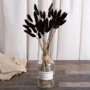 Flores decorativas 10 unidades / lote Natural Seco Lagurus Ovatus Preto Rosa Cauda Grama Buquê de flores secas reais para decoração de casamento em casa