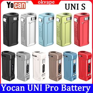 Autentisk Yocan Uni Pro S -batteri 650mAh Justerbar spänning 510 Trådbatterier VAPE 10 sekunder förvärmningsfunktion med USB -laddarepenna