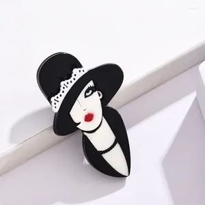 Brooches Trendy Enamel Cartoon Hat Lady For Women Unique Casual Design Vintage Brooch Pins Clothing Accessories Gifts