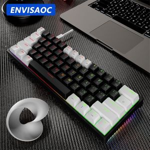 Tangentbord Envisaoc Mini Mechanical Keyboard Portable USB Gaming Red Switch 61 Keys WIRED LAVABLABLE CABLE RGB Backbelysta SVACKABLE MK61 231207