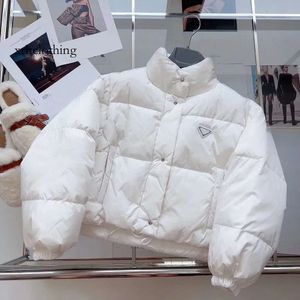 dhgate pra monclair jacket women Designer Clothing, Winter Short Standing Neck, White Down Thickened Women's Jacket, Windproof Pocket, Girl's Warm Jacket