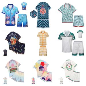 Casablanc-s Men's Sleepwear Pajamas Set Men T-shirts Summer Shorts Two Piece Set Sleepwear Shorts Sleeved Women Male Beach Leisure wear Nightwear Asian Size