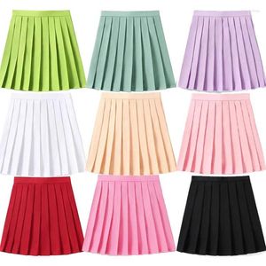 Skirts Women Candy Color High Waist Pleat Skirt XXS-5XL Korean Black Preppy Mini School Uniforms Girls White Summer Jupe Kawaii