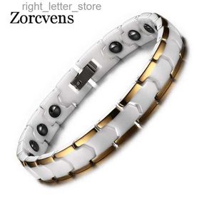 Catena ZORCVENS Bracciale di relazione per donna Bracciale di allarme medico in ceramica con magnete Catena per mano sana YQ231208