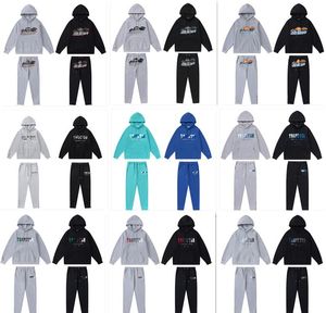 Sweatsuit man herr hoodie trapstar tracksuit designer broderi bokstäver länge ärm lyx svart vit regnbåge färg sommar sport mode bomullsladd