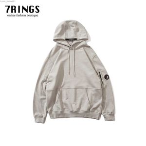 Herrtröjor 7RINGS Vinter Ny bomulls hoodie för män Sidan blixtlås Glasögon trendig stil hoodie pullover tröja för vinter regelbunden fitl231113