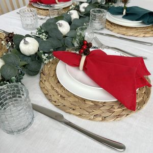 Table Napkin 6PCS 30X45cm Christmas Green Red 100% Cotton Cloth Dinner Napkins Soft And Durable Cocktail Napkins Wedding Dinner Napkins 231207