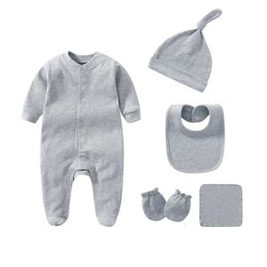 Rompers 3/5 pieces of pure cotton jumpsuit unisex baby women's jumpsuit spring baby men's clothing ROPA baby autumn 231208