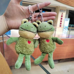 Karikatür Kurbağa Anahtarları Güzel Yeşil Daimi Küçük Frog Keychain Çocuklar Okul Çantası Kolye Araba Ana Zinciri