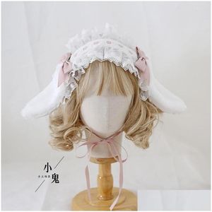 その他のイベントパーティーのサプライズ耳のかわいい手作りロリータヘッドピースヘアバンドKCクリップス甘いアクセサリー日本の装飾品メイドヘッドドレスOty8f